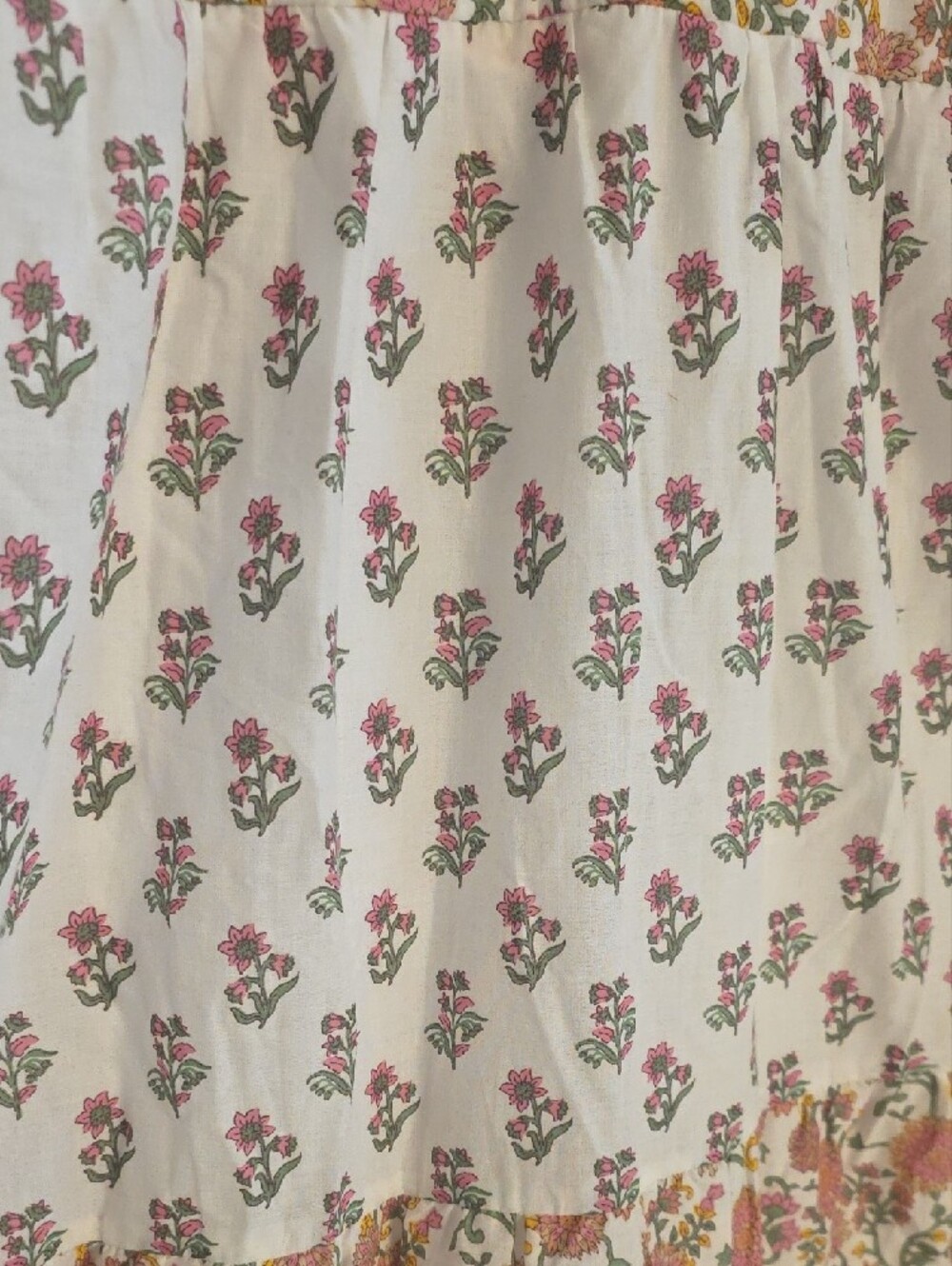 Japna Cotton Cream Maxi Dress with Pink Floral Print Size XL - Picture 9 of 16